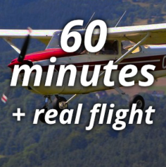 60 minutes of the simulator DC-9 and 30 minutes of real Cessna-172